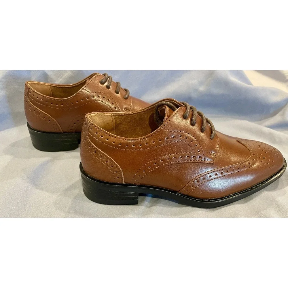 New Stacy Adams Boys Size 11 Brown Wingtip Dress Shoe Sunday Formal‎ Dressy